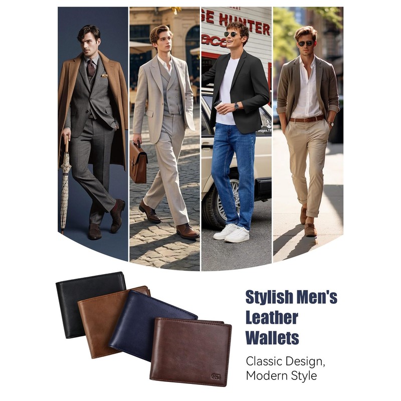 GSG SINCE 1998 Mens Leather Wallet with Coin Pocket, RFID