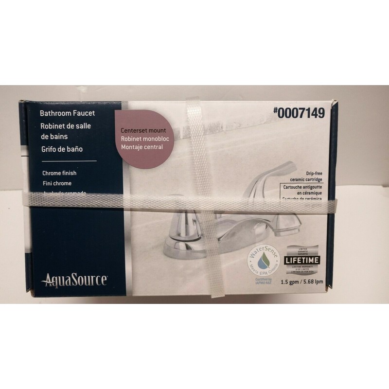 AquaSource BATHROOM FAUCET Chrome Finish AQUASOURCE 0007149 Centerset mount