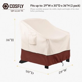 COSFLY Patio Furniture Covers Waterproof, Outdoor Chair Covers 2 Pack Heavy Duty - Fits up to 29W x 30D x36H Inches (2 Pack)