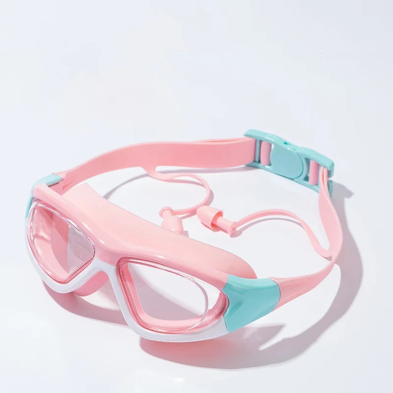 Kids Swim Goggles with Earplugs – Anti-Fog Waterproof Large Frame