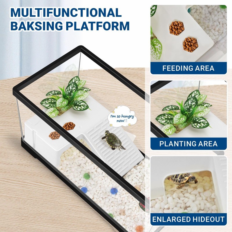 GOZILLA Turtle Tank Kit(Tank+Lamp+Filter), Upgrade PC Turtle Tank Starter Kit