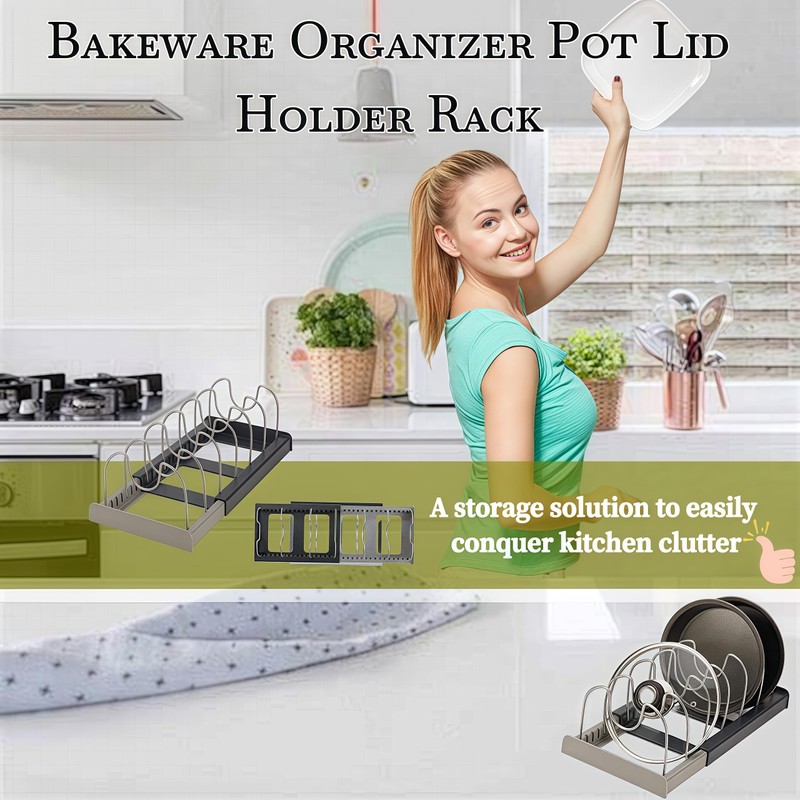 SHUTKMVCW Lid organizers inside cabinet adjustable, Kitchen Pot lid organizer