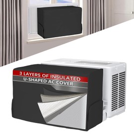 Air Conditioner covers for inside 20"W x 14"H x 6"D Compatible with Midea Window Air Conditioner 8000/10000/120000 BTU, 3 Layers Insulation AC Cover Compatible with Midea U shaped AC Unit, Black