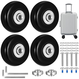 4 Pcs Luggage Wheels Replacement Suitcase Wheels Replacement, 50x17mm Suitcase Luggage Replacement Wheels, Rubber Luggage Suitcase Skate Swivel Caster Wheels Bearings Parts Repair Kit, with Tools