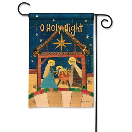 Studio M Double Sided Christmas Nativity Scene Outdoor Flag Decoration for Landscaping, Gardens, and Yards, Standard 13 x 18 Inch Fade Resistant Solar Silk Polyester Blue Yellow O Holy Night
