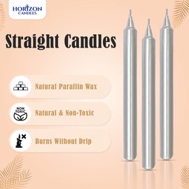 Horizon Straight Candles Set of 10 Pieces (Silver)