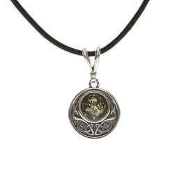 Artisana-Schmuck Amber Pendant, Elegant Pendant (without Leather Strap) Made of Amber and 925/000 Sterling Silver, 925/000 sterling silver Baltic Amber, Amber