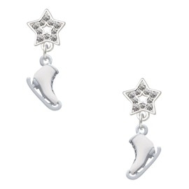 Delight Jewelry Silvertone 3-D White Ice Skate Silver-tone Dream Big Star Post Earrings
