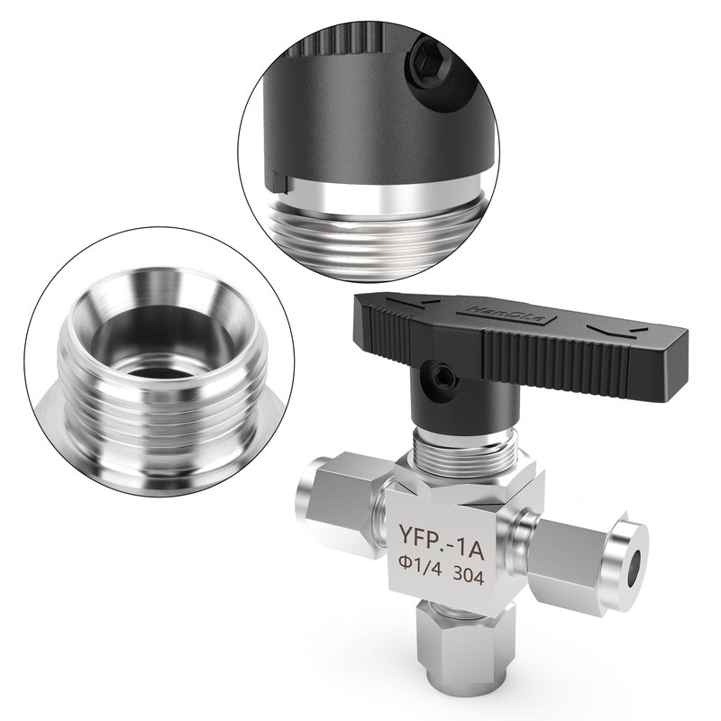 TAISHER 1PCS 304 Stainless Steel 3 Way Compression Tube Valve,