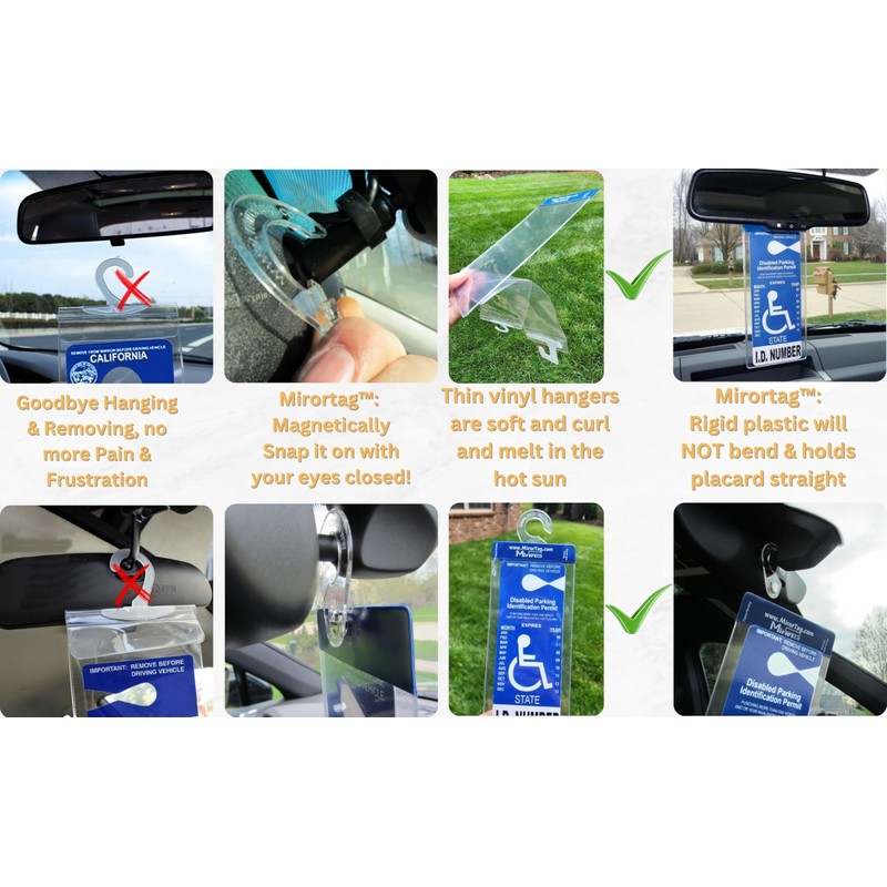 Mirortag Silver by JL Safety- Handicap Parking Placard Holder, Magnetically
