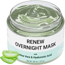 Doppeltree Renew Overnight Facial Mask with Aloe Vera Gel & Hyaluronic Acid for All Skin Types, Anti Aging Hydrating Face Mask for Sunburn Relief, Skin Care & Repair - Formulated in San Francisco