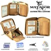 MATADOR Wallet 3626/A Metal Zip TÜV Tested RFID, Light Brown,