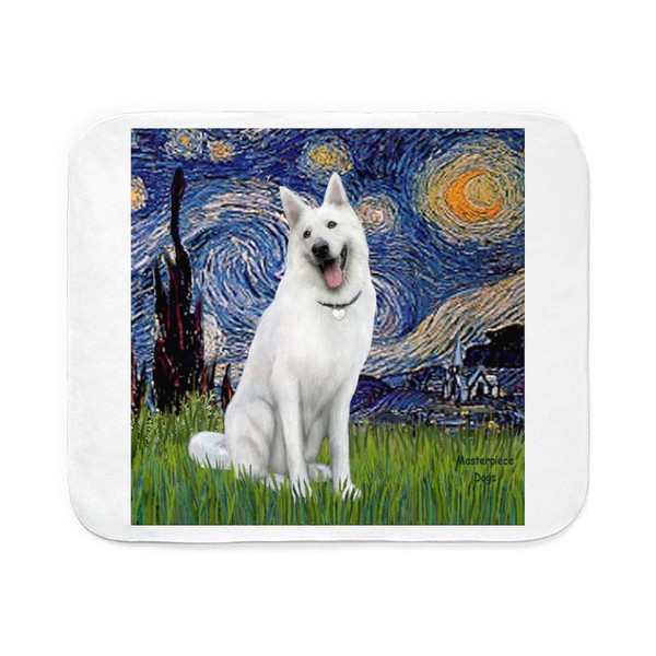 CafePress Starry White German Shepherd Sherpa Fleece Throw B Sherpa