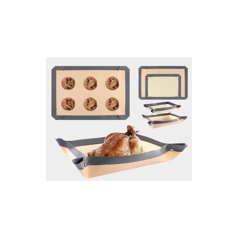 Virtue Silionce Baking mat with Buttons, Spill-Proof, Leak Proof Oven