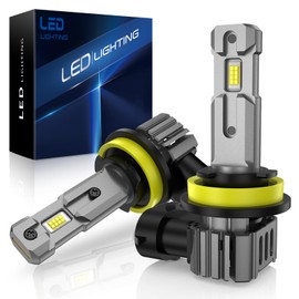 XRKJCAR H11/H8/H16 LED Fog Light Bulbs or DRL, 6000 Lumens 6500K Cool White Light, 300% Brightness, CSP LED Chips Fog Lamps Replacement for Cars, Play and Plug (Pack of 2)