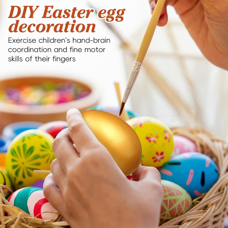 Lurrose 12pcs Easter Gold Eggs Artificial Eggs Wooden Eggs for