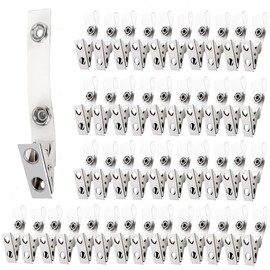 160 pcs Metal Badge Clips with Clear PVC Straps for ID Cards Premium Double Hole Metal Badge Clips Badge Holders Name Tags Work Badges ID Holder Clip Nurse Accessories