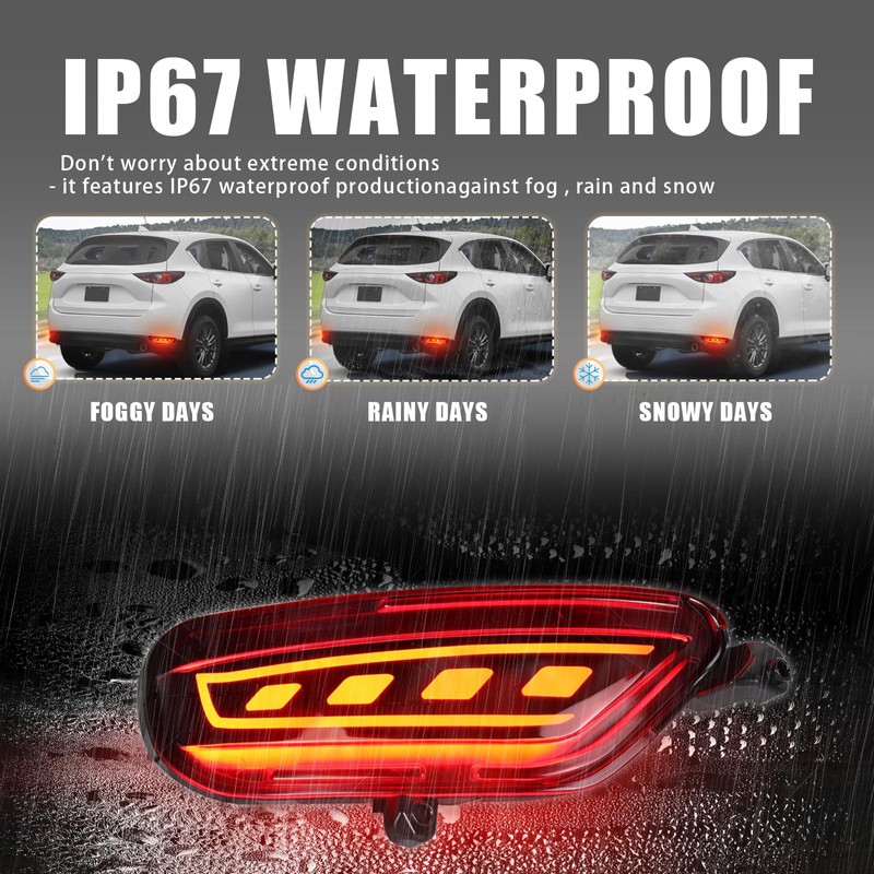 ZDEERAOTO Rear Bumper Reflector Light Fog Light DRL Lamp Feature