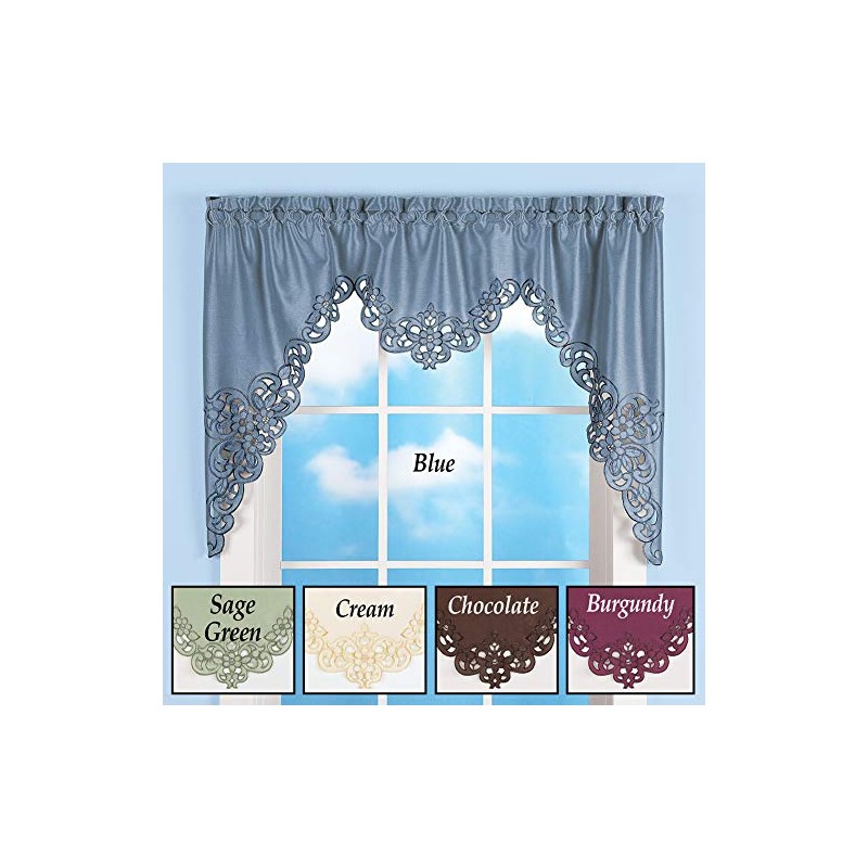 Collections Etc Elegant Cut Out and Embroidered Scroll Window Valance