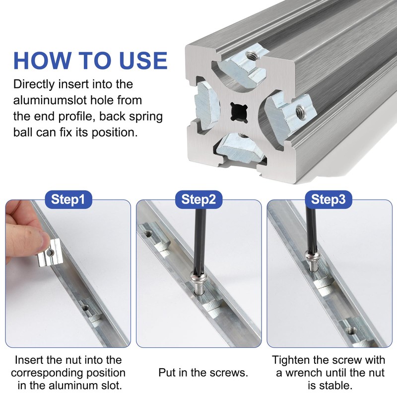 PATIKIL 30pcs T-Nuts M5 8mm T-Slot Nuts Carbon Steel Hammer