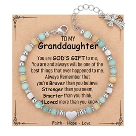 TONY & SANDY Granddaughter Gifts from Grandma, Confirmation Easter Gifts for Kids Teen Girls Jewelry, Granddaughter Bracelet, Baptism Girl Christian Women Cross Faith Graduation Birthday