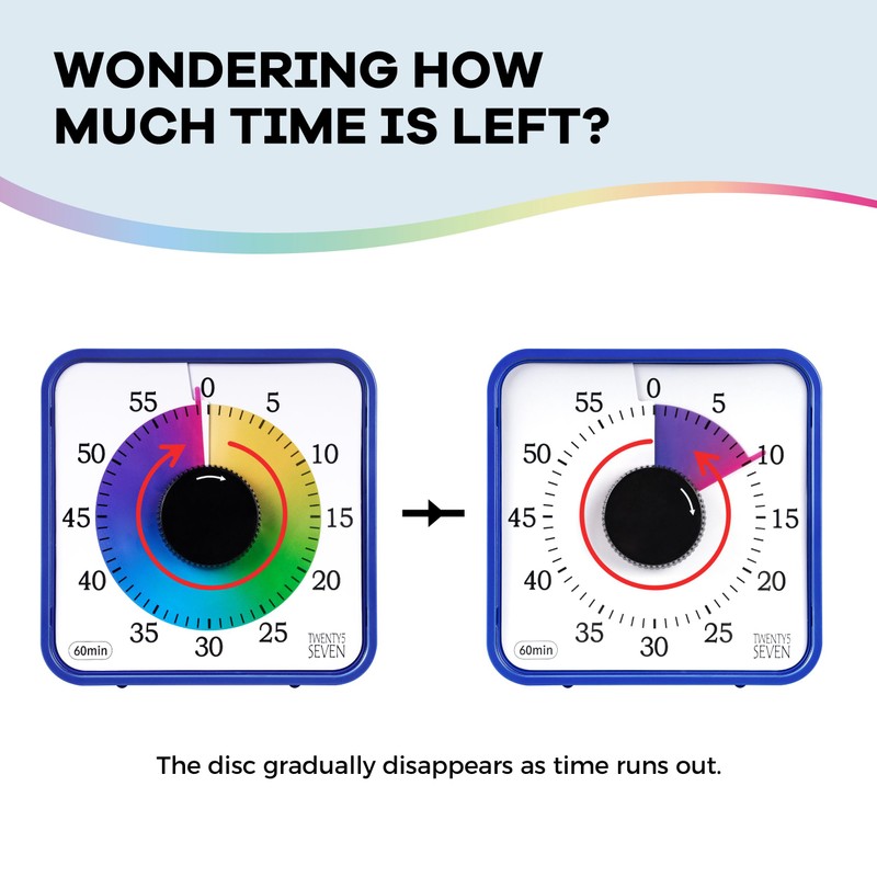 19CM Visual Timer, 1 Hour Countdown Timer, Kitchen Timer, Loud