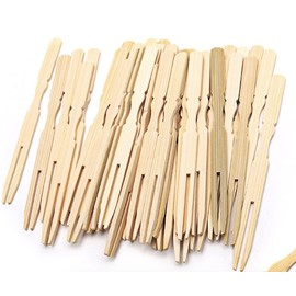 JapanBargain 4111, 100 pcs Mini Cocktail Picks for Party Banquet Buffet Catering Bamboo Forks Skewers for Appetizer Cocktail Fruit Pickle Pastry Dessert 3.5 inch, 1 Pack