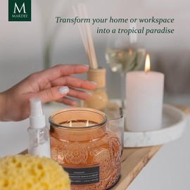 Madagascar Vanilla & Cedar Embossed Jar Candle (17.6 oz) Vanilla, Floral- Large Scented Candles for Relaxing - Dual Wick Embossed Glass Jar Candle - Vanilla Scented Candle Gift for Women