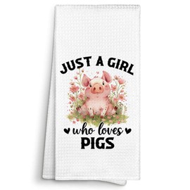 Sviojuce Just a Girl Who Loves Pigs Kitchen Towels Decorative Gifts for Pig Lovers Women 16x24, Pig Dish Towel Cloths Dishcloths Tea Towel, Pig Bathroom Kitchen Hand Towel Decor