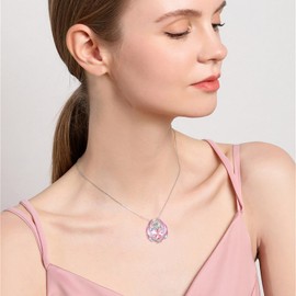 YAFEINI Dragon Necklace 925 Sterling Silver Birthstone Pendant with Heart Shaped Crystal Jewelry Gift for Women (10-Oct)