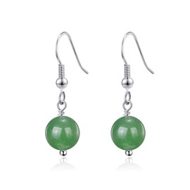 Philip Jones Green Aventurine Gemstone Round Drop Earrings