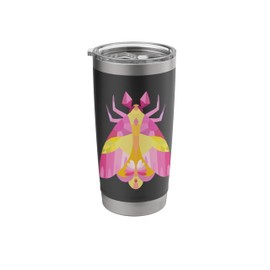 Geometric Pink and Yellow Rosy Maple Moth Insect Bug Stainless Steel Insulated Tumbler