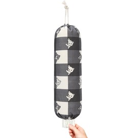 TOGETRUE Plastic Bag Holder, Cute Grocery Bag Holder for Plastic Bags, Wall Mount Bags Dispenser for Home Kitchen Decor (Grey Cat)