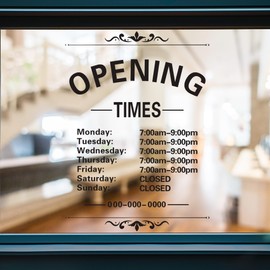 Business Hours Window Decals Business Hours Sign for Glass Door Changeable Store Hours Sign Decals Open Closed Signs Decal for Business Coffee Shop Salon Office Outside Hours of Operation Sign (White)