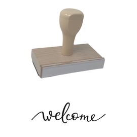 Infusion Welcome Rubber Stamp, 1 X 3'' Wood Stamp