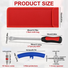 Druuzyl Tyre Lever Set of 3 Pieces - Professional Tyre Fitting Tool with Rim Protector for Motorcycle, Bicycle & Car, High Performance Tyre Spoons & Mounting Iron, Stainless Steel Spoon Tool