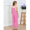 Haloumoning Girls Wide Leg Jumpsuit Kids Casual Sleeveless Romper Spaghetti