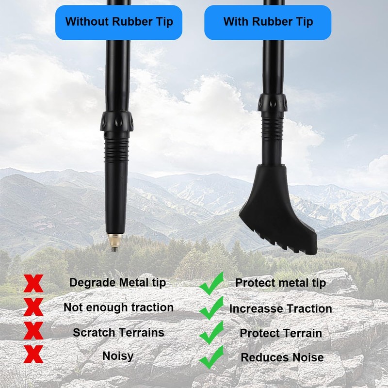 Hiking Pole Cap Non-Slip Hiking Pole Tip, Nordic Walking Poles