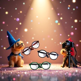 Black Pet Dog Cute Glasses Clear Lens Retro Glasses Photo Props Transparent Cat Sun Glasses for Small Dogs Cats Cosplay Costume