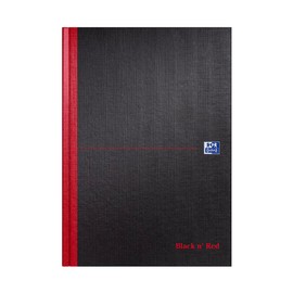 Oxford Black n' Red A4 Double Cash Casebound Hardback Notebook, Black/Red