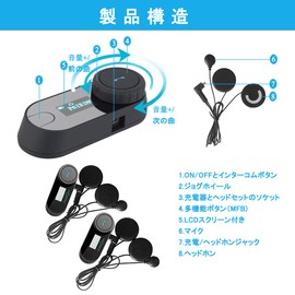 FreedConn TCOM-SC Motorcycle Helmet Bluetooth Headset, Waterproof, Intercom