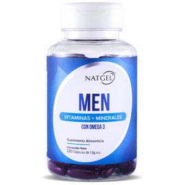 MEN MULTI-VIT | Natgel Multivitamínico para Hombre con Omega 3 | Energía, Vitalidad y Rendimiento Diario | Vitaminas, Minerales y Antioxidantes | Apoy