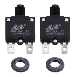 RKURCK 125/250V AC 32V DC Push Button Circuit Breaker 16 Amps, Thermal Overload Protector Switch, Manual Reset Thermal Circuit Breaker 16A