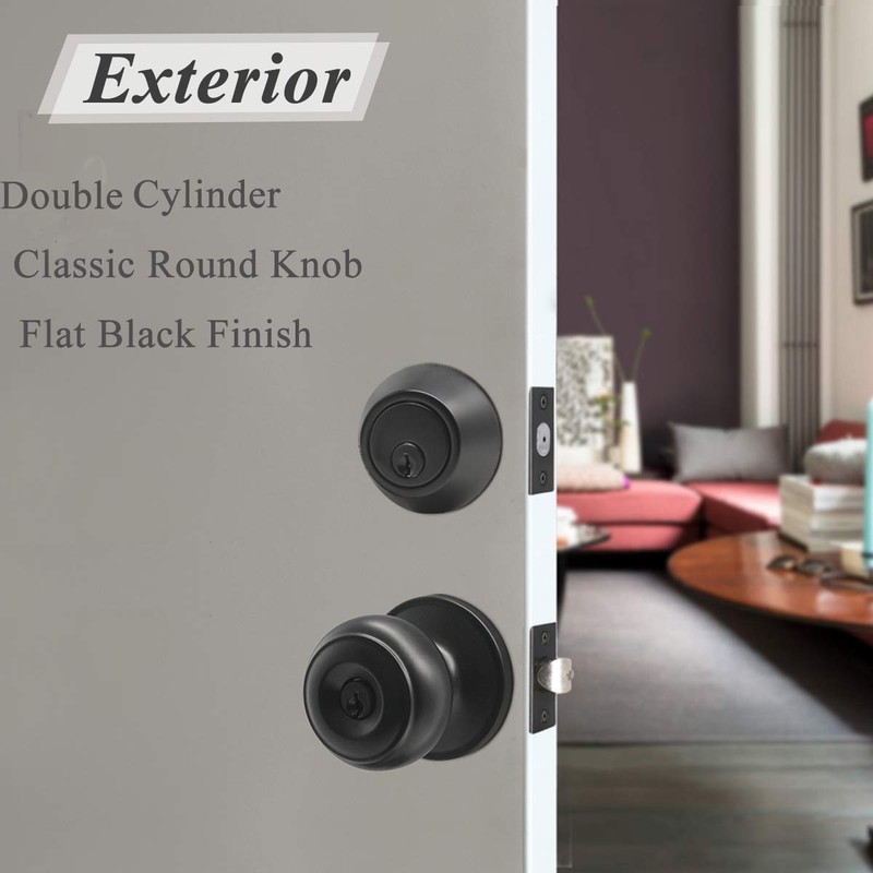 Probrico Keyed Alike Round Ball Entry Door Knob and Double