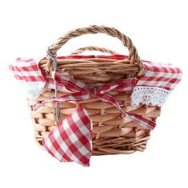 Premier Housewares 1901048 Picnic Basket Bread Basket Wicker Basket Oval Hamper Baskets For Gifts Lining Woven Basket Red H14x W27x D19