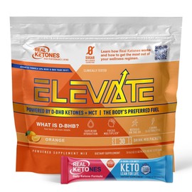 Real Ketones MCT & BHB Exogenous Ketones Drink Mix Packets Elevate Keto Electrolytes Powder Packets No Sugar with 4 Main Electrolytes Plus Hydrating Proprietary Keto BHB - 30 Pack Orange