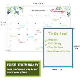 JaoNanl Dry Erase Magnetic Monthly Calendar, Monthly Fridge Planner Whiteboard, Kitchen Magnetic Refrigerator Calendar with 4 Fine Tip Markers and Magnetic Eraser for Family, Office, School