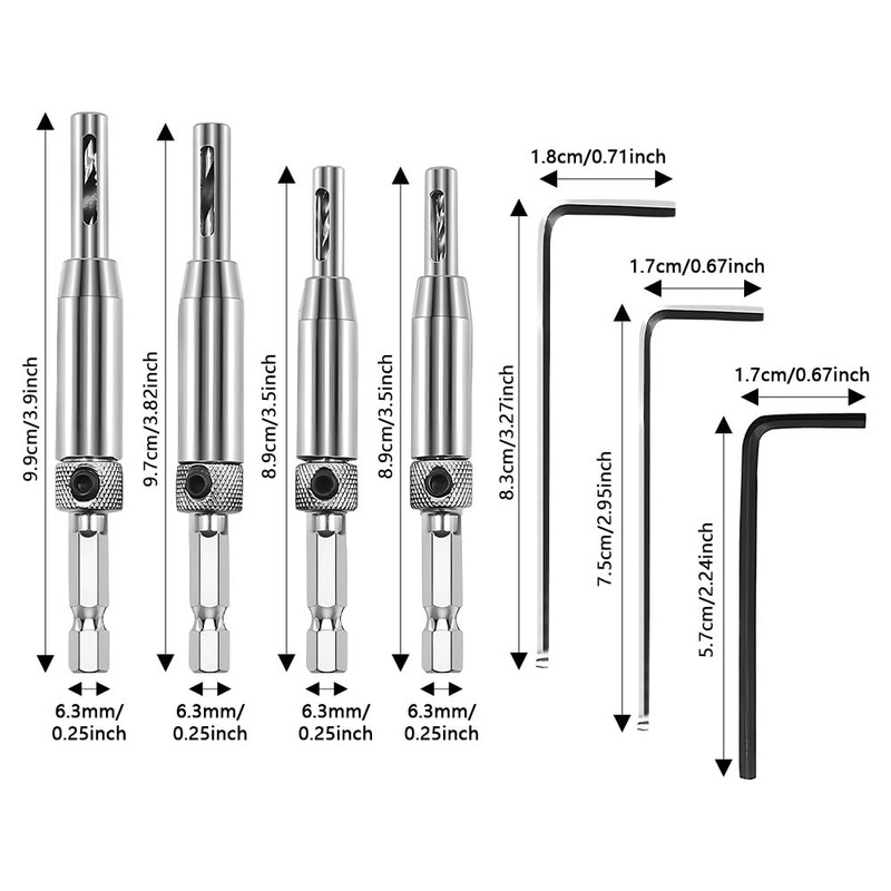 Ansodo 7Pcs Hinge Drill Bit Set, self centering drill bit,