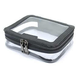 Toiletry Bag Waterproof Toiletry Travel Bag Clear PVC Zippered Cosmetic Bag Makeup Bag Clear Wash Bag Toiletry Organizer Makeup Bag for Travel Bathroom Men & Women. Vegan Leather (Black)