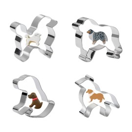 4-Piece Dog Cookie Cutter Set - Stainless Steel Border Collie, Labrador, Poodle, and Sheltie Shaped Puppy Cutters for Baking Treats and More.by ENBRWAS